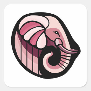 gestileerde roze olifant vierkante sticker
