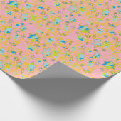 gestileerde roze vallende sterren patroon blauwe s cadeaupapier (Hoek)