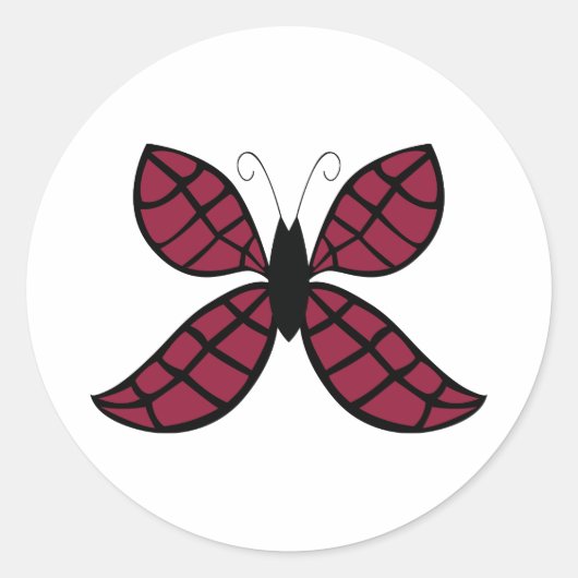 Gestileerde scharlaken vlinder Klassieke ronde sti Sticker (Voorkant)