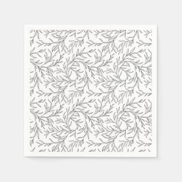 Gestileerde sierlijke lineaire takken met bladeren servet