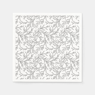 Gestileerde sierlijke lineaire takken met bladeren servet