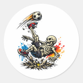 Gestileerde Skelet Fiets Trap Voetbal Mok | Grappi Ronde Sticker
