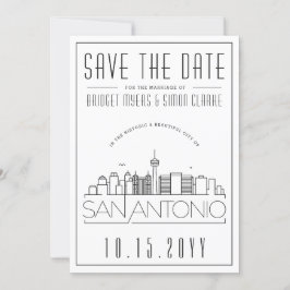 Gestileerde skyline van San Antonio huwelijksaanko Kaart