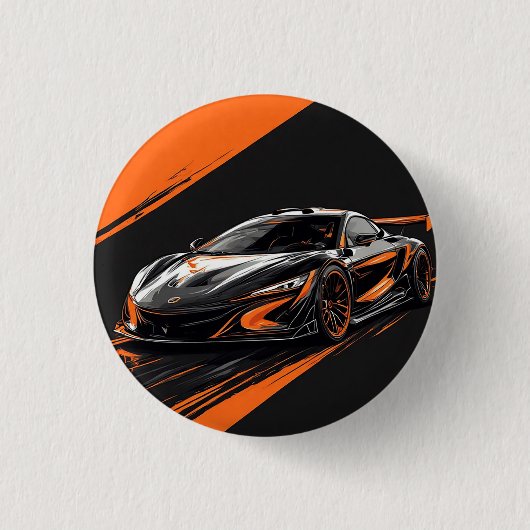 Gestileerde sportauto ronde button 3,2 cm (Voorkant)