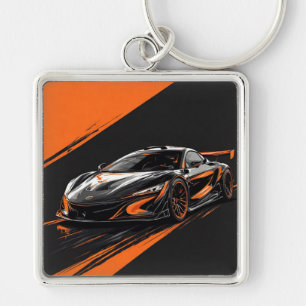 Gestileerde sportauto sleutelhanger