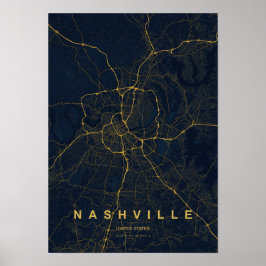Gestileerde stadsplattegrond van Nashville, Tennes Poster