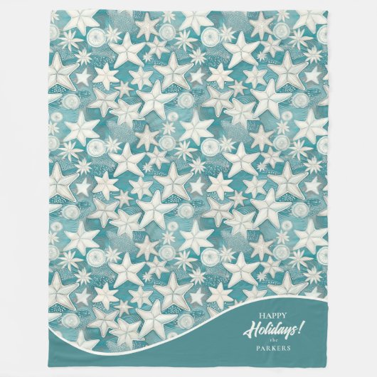 Gestileerde Starfish & Sand Dollars Patroon#25 ID1 Fleece Deken (Voorkant)