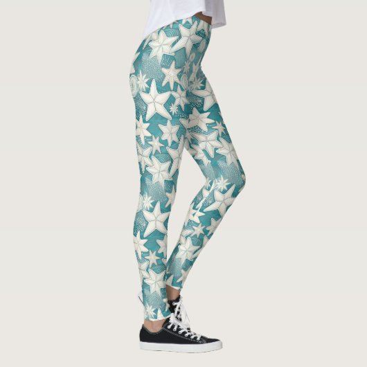 Gestileerde Starfish & Sand Dollars Patroon#25 ID1 Leggings (Rechts)