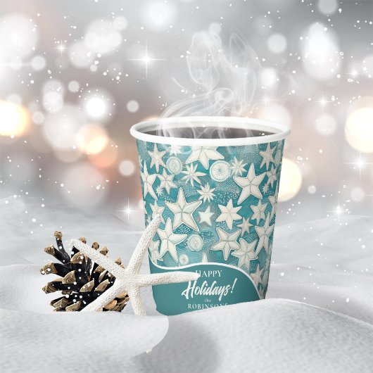 Gestileerde Starfish & Sand Dollars Patroon#25 ID1 Papieren Bekers