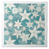 Gestileerde Starfish & Sand Dollars Patroon#25 ID1 Tegeltje (Voorkant)