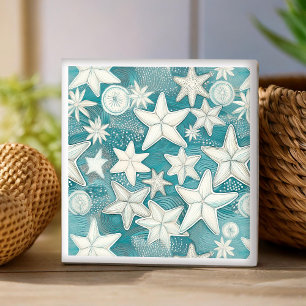 Gestileerde Starfish & Sand Dollars Patroon#25 ID1 Tegeltje