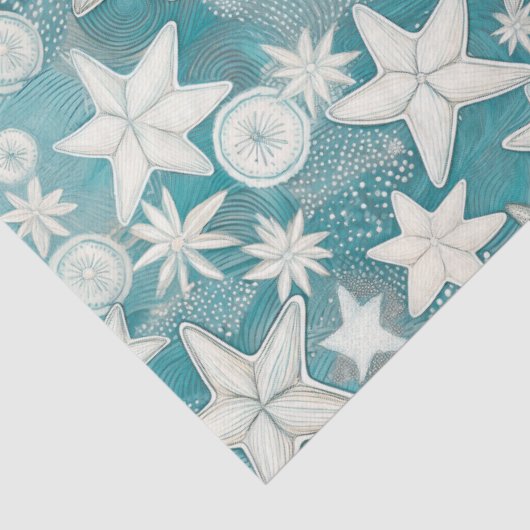 Gestileerde Starfish & Sand Dollars Patroon#25 ID1 Tissuepapier (Detail)