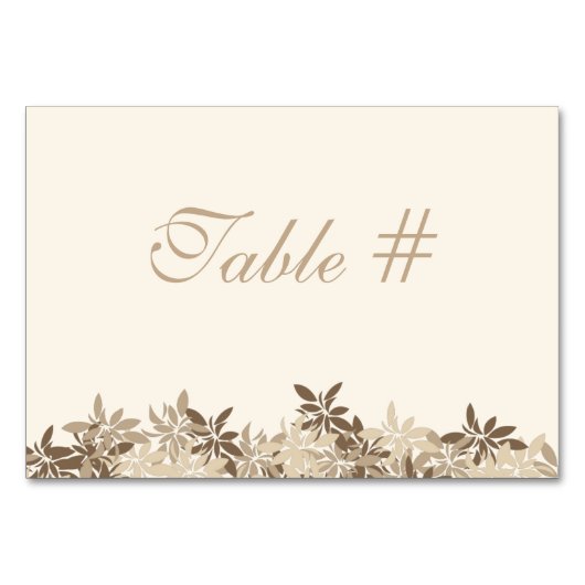 Gestileerde Tan en Bruine Bloembladeren Tafelnumme Kaart (Voorkant)