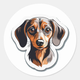 Gestileerde teckel portret Sticker: kleurrijke hon Ronde Sticker