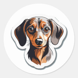 Gestileerde teckel portret Sticker: kleurrijke hon Ronde Sticker