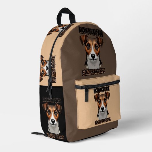 Gestileerde Terrier Portret op grijs Bedrukte Rugzak (Achterkant Hoek Links)