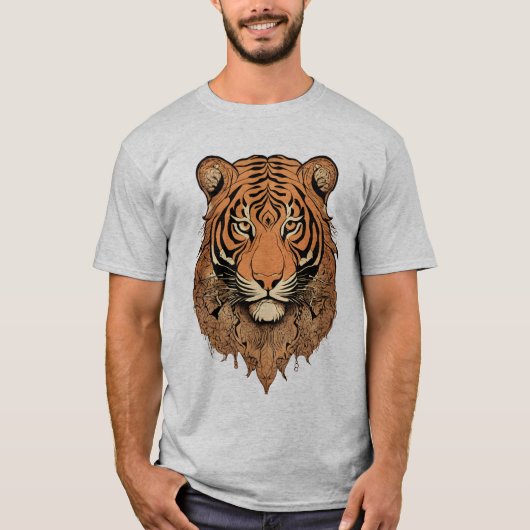Gestileerde Tiger Illustration T-shirt (Voorkant)