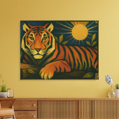 Gestileerde tijger in sier Sunburst Lijst Canvas Afdruk (Insitu (Woonkamer))