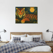 Gestileerde tijger in sier Sunburst Lijst Canvas Afdruk (Insitu (Slaapkamer))