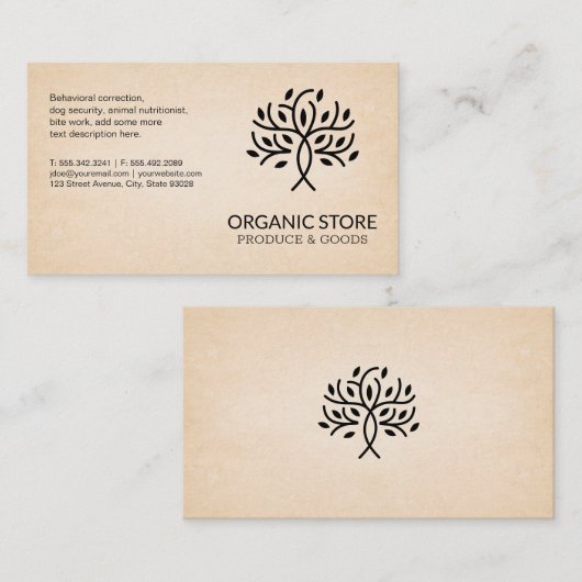 Gestileerde Tree Logo | Achtergrond van structuurp Visitekaartje (Voorkant / Achterkant)