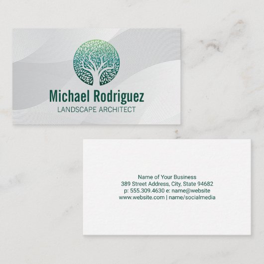 Gestileerde Tree Logo | tuinarchitect Visitekaartje (Voorkant / Achterkant)