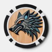 Gestileerde Tribale Wolfskunst Met Oranje Ogen Poker Chips (Achterkant)