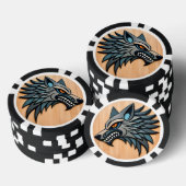 Gestileerde Tribale Wolfskunst Met Oranje Ogen Poker Chips (Opstapeling)