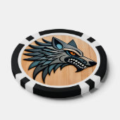 Gestileerde Tribale Wolfskunst Met Oranje Ogen Poker Chips (Enkel)