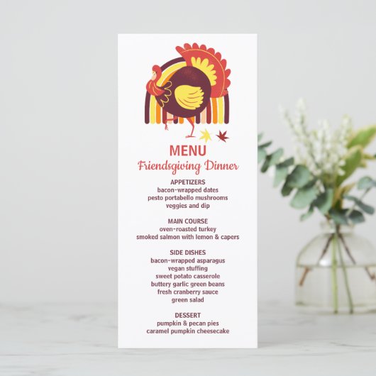 Gestileerde Turkije Groovy Rainbow Happy Friendsgi Menu (Staand voorkant)