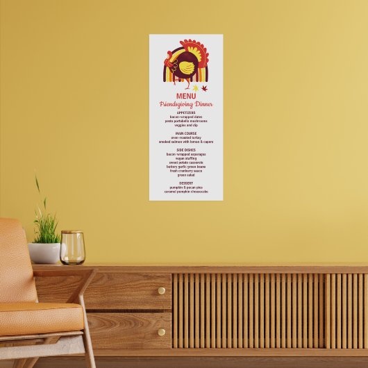 Gestileerde Turkije Groovy Rainbow Happy Friendsgi Poster (Woonkamer 2)