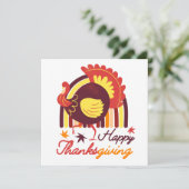Gestileerde Turkije Groovy Rainbow Happy Thanksgiv Kaart (Staand voorkant)