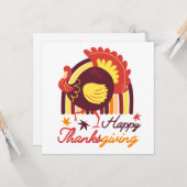 Gestileerde Turkije Groovy Rainbow Happy Thanksgiv Kaart (Voorkant / Achterkant in situ)