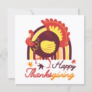 Gestileerde Turkije Groovy Rainbow Happy Thanksgiv Kaart