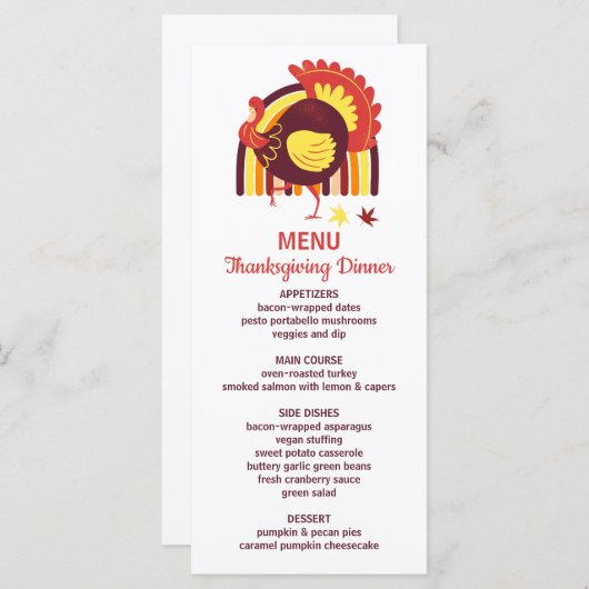 Gestileerde Turkije Groovy Rainbow Happy Thanksgiv Menu (Voorkant / Achterkant)