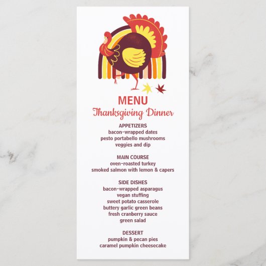 Gestileerde Turkije Groovy Rainbow Happy Thanksgiv Menu (Voorkant)