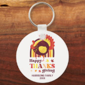 Gestileerde Turkije Groovy Rainbow Happy Thanksgiv Sleutelhanger (Voorkant)