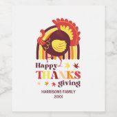 Gestileerde Turkije Groovy Rainbow Happy Thanksgiv Wijn Etiket (Enkel label)