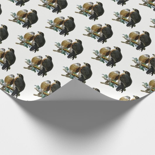  gestileerde valken op vertakking cadeaupapier (Hoek)