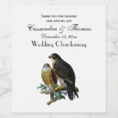  gestileerde valken op vertakking wijn etiket (Enkel label)