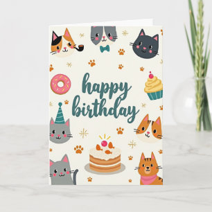 Gestileerde verjaardagskaart voor kattenliefhebber kaart