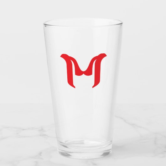 Gestileerde Vette Geometrische Rode Letter M Glas (Voorkant)