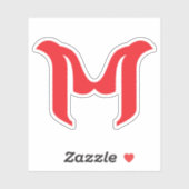 Gestileerde Vette Geometrische Rode Letter M Sticker (Vel)