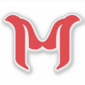 Gestileerde Vette Geometrische Rode Letter M Sticker (Voorkant)
