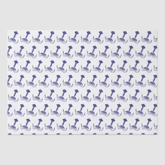  gestileerde vierkant tekening #1 Blauw Tissuepapier (Voorkant)