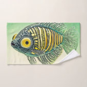 Gestileerde viskunst bad handdoek (Handdoek)