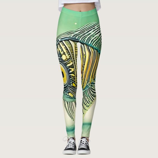 Gestileerde viskunst leggings (Voorkant)