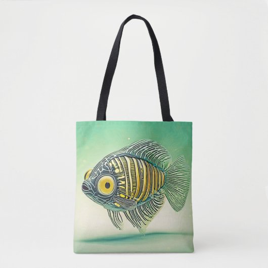 Gestileerde viskunst tote bag (Voorkant)