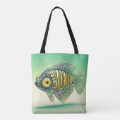 Gestileerde viskunst tote bag (Achterkant)