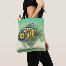 Gestileerde viskunst tote bag