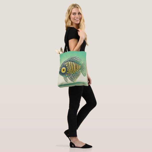 Gestileerde viskunst tote bag (Op model)